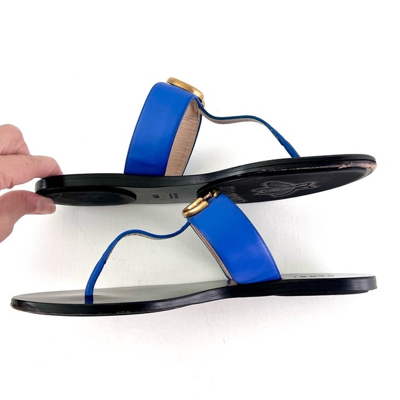 GUCCI | Marmont Double G Logo Blue Leather
Sandals Thong Slides EU 38.5 US 8.5 - Picture 7 of 11